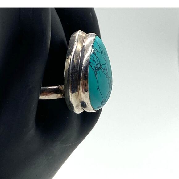 Sterling Silver Turquoise Carolyn Pollack Statement Ring - Picture 4 of 5